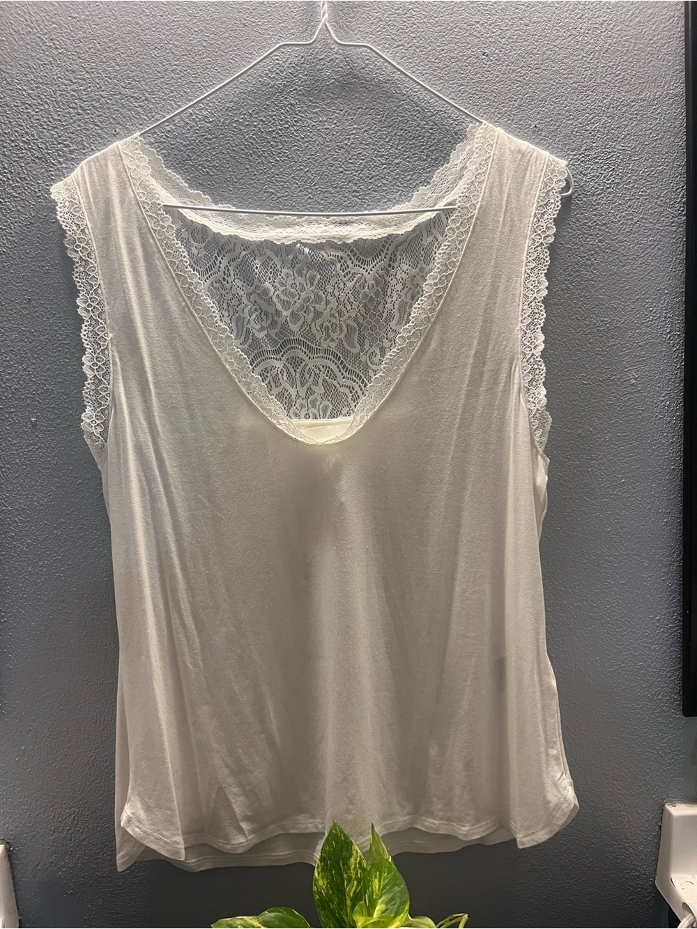 H&M Cream Lace-Back Sleep Tank Top